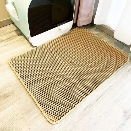 Double-layer waterproof cat litter mat catching litter beside litter box
